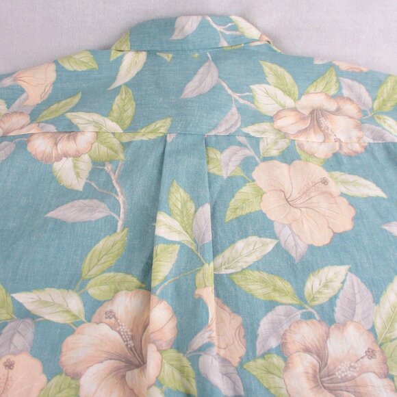 Vintage Men's Hawaiian Shirt 2XL Cooke Street Blue Floral Short Sleeve Cotton - Picture 4 of 7
